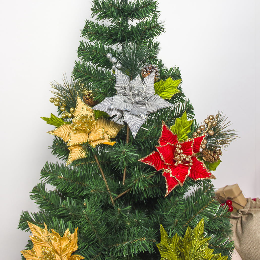 Details about   10PCS Leaves Glitter Christmas Tree Artificial Leaf Ornament Xmas Decoration 