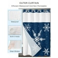 thumbnail image 2 of No Hook Cloth Fabric Shower Curtain with Snap in Liner, Navy Blue Christmas Waterproof Shower Curtains Set with See Through Top Window, Xmas Snowflake Winter Bath Curtains Shower 72"x72", 2 of 6