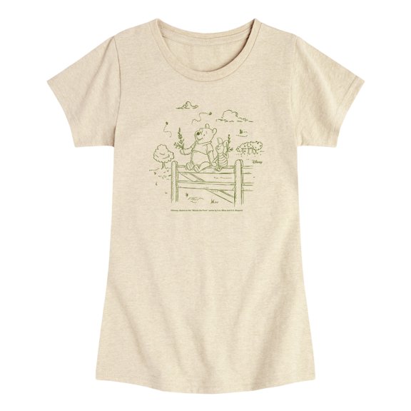 Winnie the Pooh - Sitting on the Fence - Toddler Girls Fitted Short Sleeve T-Shirt