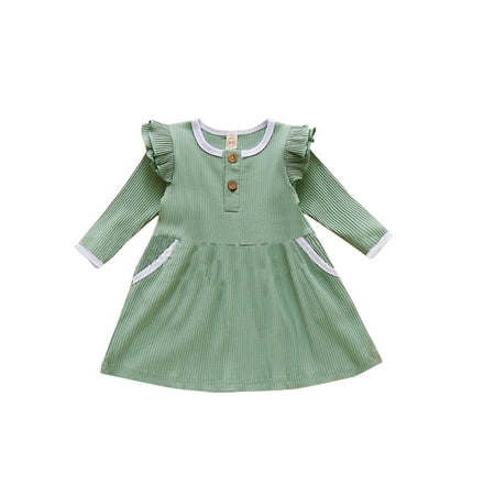 

EHTMSAK Infant Baby Toddler Child Children Kids Sundress for Girl Ruffle Summer Dresses Sleeveless Flutter Sleeve Dress Green 1Y-7Y 120