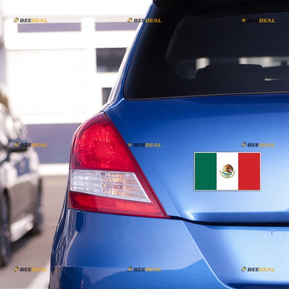 Mexican Flag Mexico Car Magnet Magnetic Sticker Decal - 4 Pack Reflective 3" 4" 5" 6" - for Truck Door Fridge Reusable Waterproof