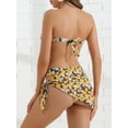 thumbnail image 3 of DARING DIVA Women's Floral Print Bandeau Bikini Sets 3 Pieces XS Yellow, 3 of 6