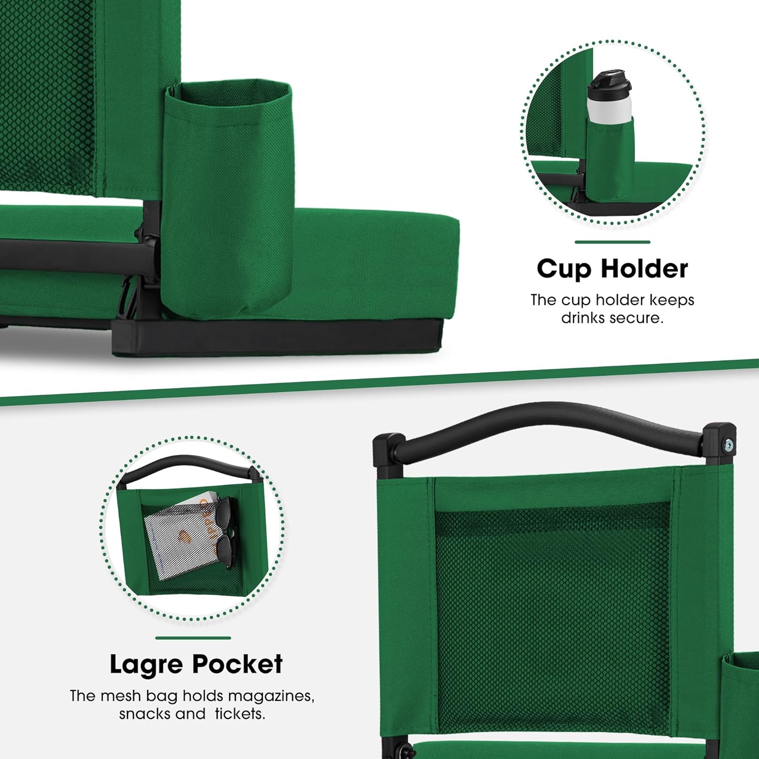 Kayak Seats with Back Support & Adjustable Shoulder Straps - Universal Padded Kayak Seat Cushion & Paddle Board Seat for SUP, Canoe, Fishing Boats (Hunter Green)