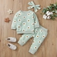 thumbnail image 2 of NAFUU Toddler Baby Boys Clothes Set Casual Printed Long Sleeve Crewneck Sweatshirt Pants Headband 3 Piece Set Spring Fall Everyday Wear Leisure Sport Wear 0-6 Months, 2 of 4