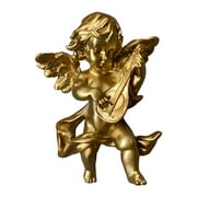 Lovely Angel Statue Figurines Cherub Wall Sculpture Collections Hand Crafted Artwork Ornaments for Home Living Room Entrance Bar Decoration StyleA