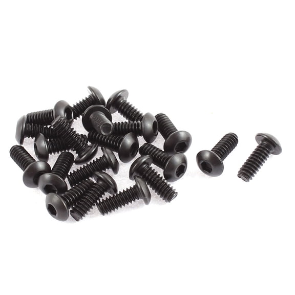 Unique Bargains 3/16"-24x1/2" 10.9 Alloy Steel Durable Button Head Hex Socket Cap Screw Bolt 20 Pcs Black