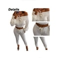 thumbnail image 3 of Gvmfive Women's 2 Piece Tracksuit Criss Cross Long Sleeve Crop Top and Skinny Leggings Set, 3 of 7