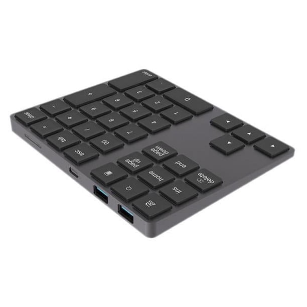 Teclado numérico inalámbrico de 34 teclas con función de concentrador, distribución en inglés, recargable. Negro
