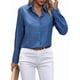thumbnail image 2 of Camisas con Botones para Mujer, Blusas de Larga, Blusas Casuales Lisas para Oficina y Trabajo Azul Vaquero M, 2 of 7