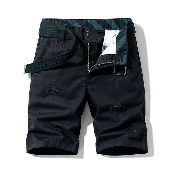 Jophufed Fashion Men's Pants Pocket Zipper Buttons Solid Leisure Time Tooling Shorts Cargo Pants