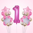 thumbnail image 2 of Billuyoard 11 Uds. Globos de confeti de látex de ágata para niño y niña, decoración para fiesta de 1er cumpleaños, globos de aluminio Kits de decoración para fiestas Rosa + lentejuelas, 2 of 6