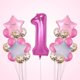 thumbnail image 2 of Billuyoard 11 Uds. Globos de confeti de látex de ágata para niño y niña, decoración para fiesta de 1er cumpleaños, globos de aluminio Kits de decoración para fiestas Rosa + lentejuelas, 2 of 6