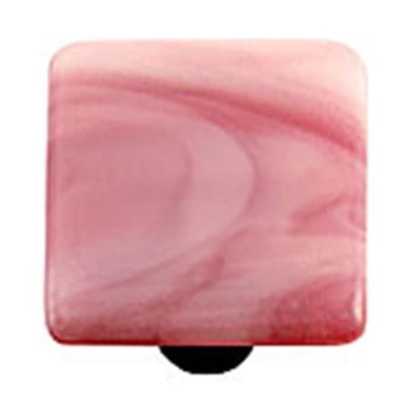 Hot Knobs HK2000-KA Swirl Light Cranberry Square Glass Cabinet Knob - Aluminum Post