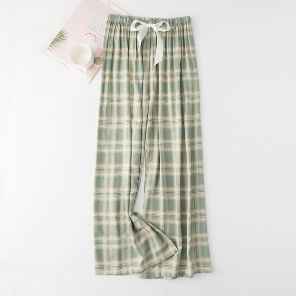 Blmnix Sleep Pants Women's Pajamas Cotton Pajamas Cute Pajama Pajamas Wide-Leg Green Full Womens Pajama Set,Free Size