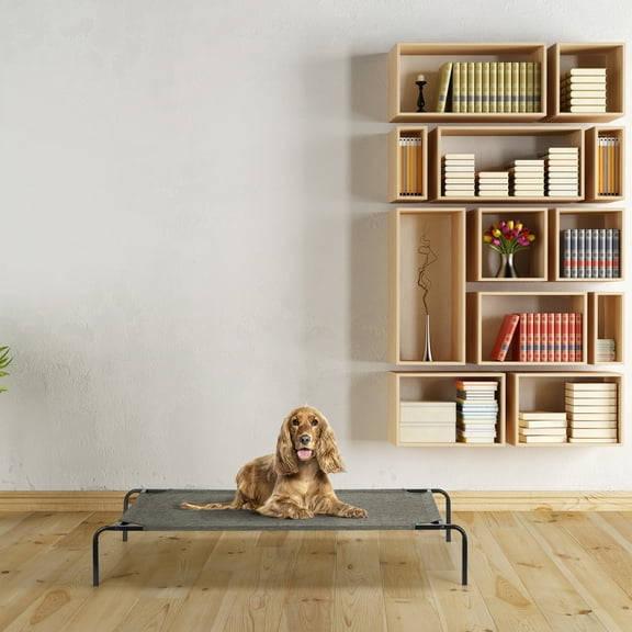 Medium Dog Bed (No Middle Support), Gray Fabric   Black Iron Frame