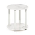 thumbnail image 5 of Furinno Turn-N-Tube Toolless Assembly Side Table, 2-Tier White Round End Table with Open Shelf, Night Stand, Bedside Table, for Living Room, Bedroom, Light Marble, 5 of 5