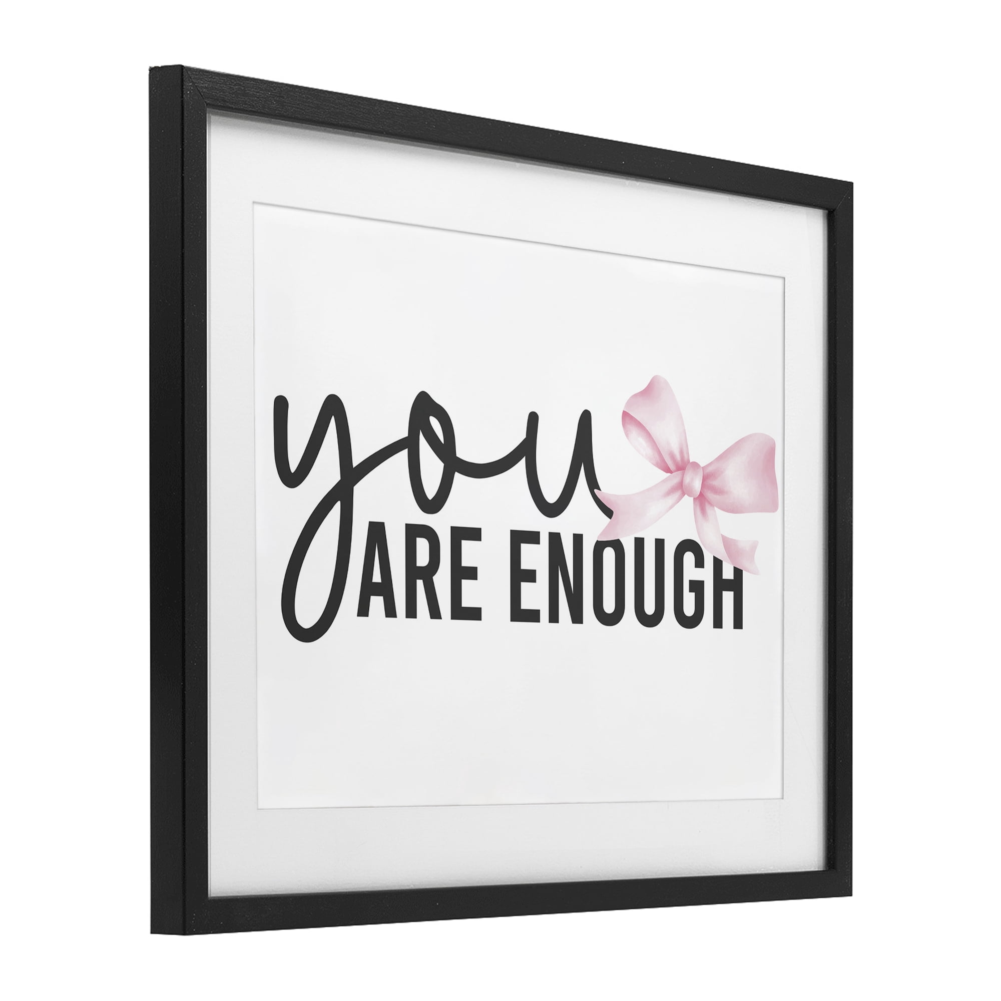 Stupell Industries You Are Enough with Ribbon Black Framed Print Under Glass, design by Kim Allen