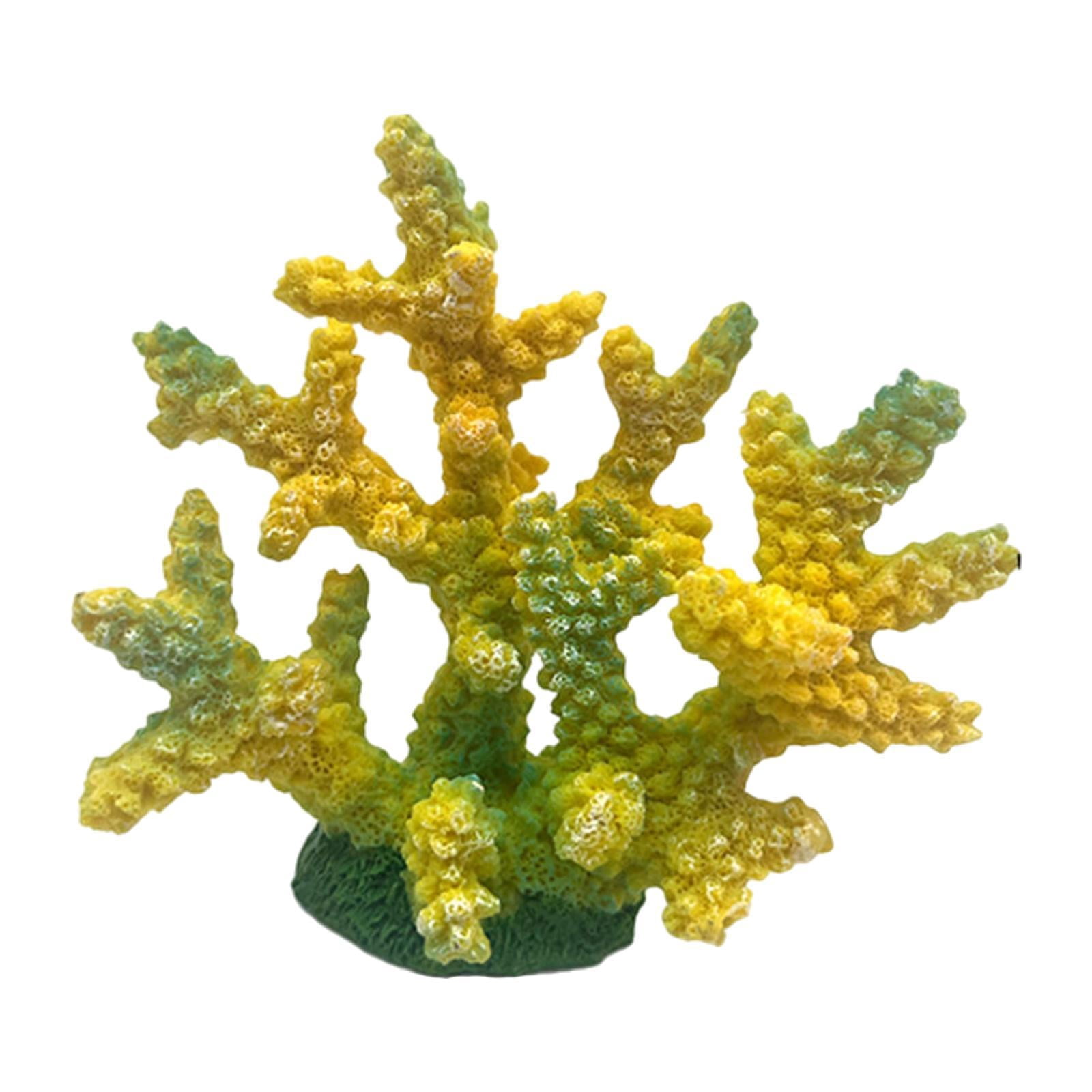 TOOYFUL Artificial Coral Figurine Sculpture Tank Landscape Resin Crafts Hideaway Versatile Aquarium Decoration for Desktop Table yellow