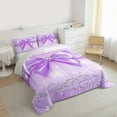 thumbnail image 3 of Manfei Princess Bow-tie Child Full Size Comforter Sets, Dreamy Cartoon Bowknot Bedding Comforter Set, Glitter Stars Print Reversible Bedding Sets, Ultra Soft Home Decor, 3pcs, 3 of 8