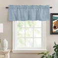 thumbnail image 2 of Vintage Sky Blue Rod Pocket Curtain Valance, Farmhouse Retro Solid Color Linen Texture Farmhouse Window Valance for Living Room, Bedroom, Kitchen 54"W x 18"L, 2 of 9