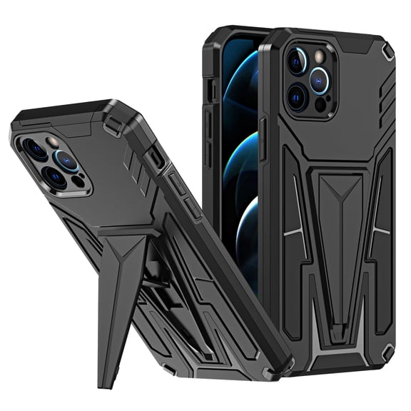 For Apple iPhone 13 Pro Max (6.7") Heavy Duty Protection Hybrid Built-in Kickstand Rugged Shockproof Military Grade Dual Layer Cover ,Xpm Phone Case [Black]