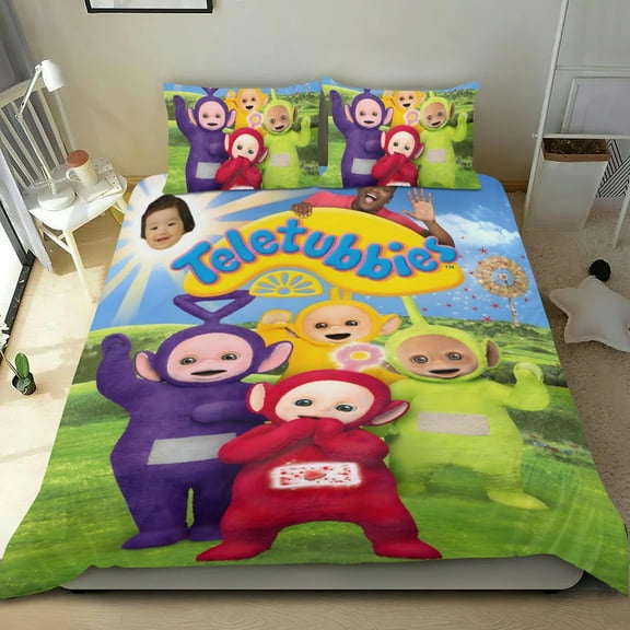 Teletubbies-themed Bed Sheet Set Three Piece Set Comfortable And Skin Friendly Unique Design Home Decor Gifts For Family Friends fans36x75Inches（90cm*190cm）