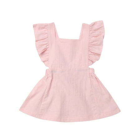

Pudcoco Infant Kid Baby Girl Summer Solid Color Princess Party Dress Clothes