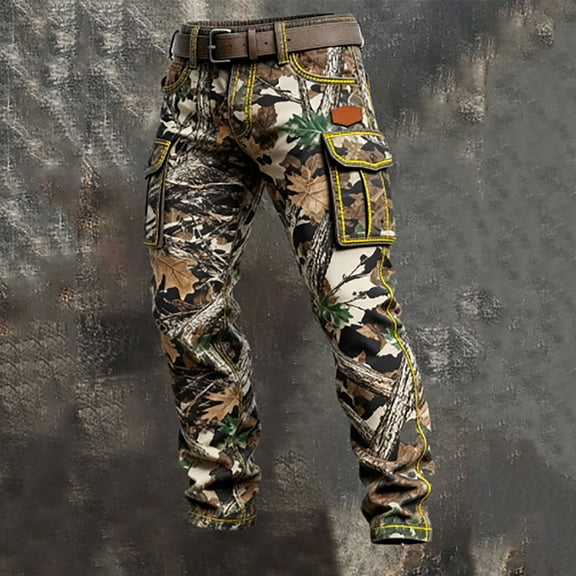 Retro Cargo Pants for Men Durable Outdoor Hiking Adventure Work Pants Streetwear Trousers Grey L