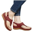 thumbnail image 7 of Anuirheih Wedge Sandals Women Flip Flops Comfortable Elastic Strap Open Toe Sandals with Arch Support Summer Shoes(Red), 7 of 7