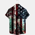 thumbnail image 5 of Men's Independence Day Shirts 4Th Of July Flag Printed Lapel Collar Tees Loose Casual Short Sleeved Tops Wine XXL, 5 of 5