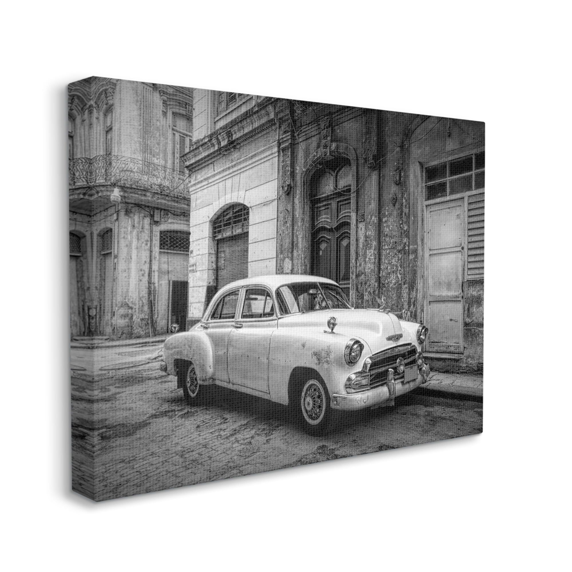 Stupell Industries Antique Car in City Transportation Photography Gallery Wrapped Canvas Print Wall Art, 30 x 24