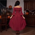 thumbnail image 6 of Gothic Renaissance Dress, Off Shoulder Tiered Dress, Lace Up Corset Waist Dress, Renaissance Dress Women Medieval Costume Victorian Dresses Peasant Gothic Fairy Witch Wedding Under Dress, Wine L, 6 of 6