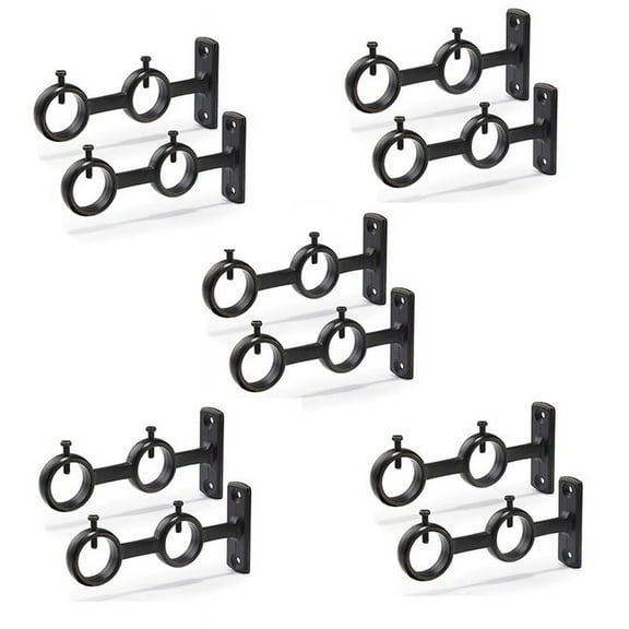 Curtain Rod Bracket, 12Pcs Double Curtain Rod Holder, Double Rod Brackets Hooks for Living Room Bedroom Curtain Rods