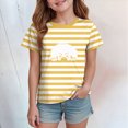 thumbnail image 2 of Sgkm Short Sleeved Top for Girls Stylish Print Crewneck Summer Shirts Holiday Casual Clothes Yellow 12-13 Years, 2 of 4
