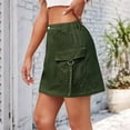 thumbnail image 3 of Deliqiba Women Cargo Mini Skirt Denim Jean Dress with Pocket  Green XL  Green, 3 of 7