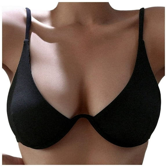 RUTAYY Women Ribbed Underwire Bikini Swimsuit Bathing Suit Swimwear Bikini Tops Seaside Beachwear