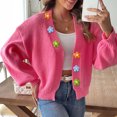 thumbnail image 4 of YUGYXL Women's Cable Knit Cardigan Teen Girl Cute Open Front Cardigans Sweater Long Sleeve Blouses Hot Pink S, 4 of 8