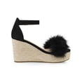 thumbnail image 3 of BLISSFUL STEP Women's Sandals Wedge Heels Espadrille Platform Faux Fur Ankle Strap Sandals Black 8.5, 3 of 6