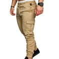 thumbnail image 3 of Men's Cargo Pants Slim Fit Sweatpants Pencil Jogger Drawstring Elastic Outdoor Trousers with Pockets, 3 of 4