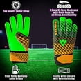 thumbnail image 5 of VIZARI Sports Saturn Soccer Goalie Goalkeeper Gloves for Kids Youth & Boys, Football Gloves with Grip Boost Padded Palm and fingersave Flat Cut Construction - Green/Orange - Size - 7, 5 of 6