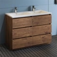 thumbnail image 2 of Fresca Lazzaro 48" Wood Bathroom Cabinet with Integrated Double Sinks in Brown, 2 of 8