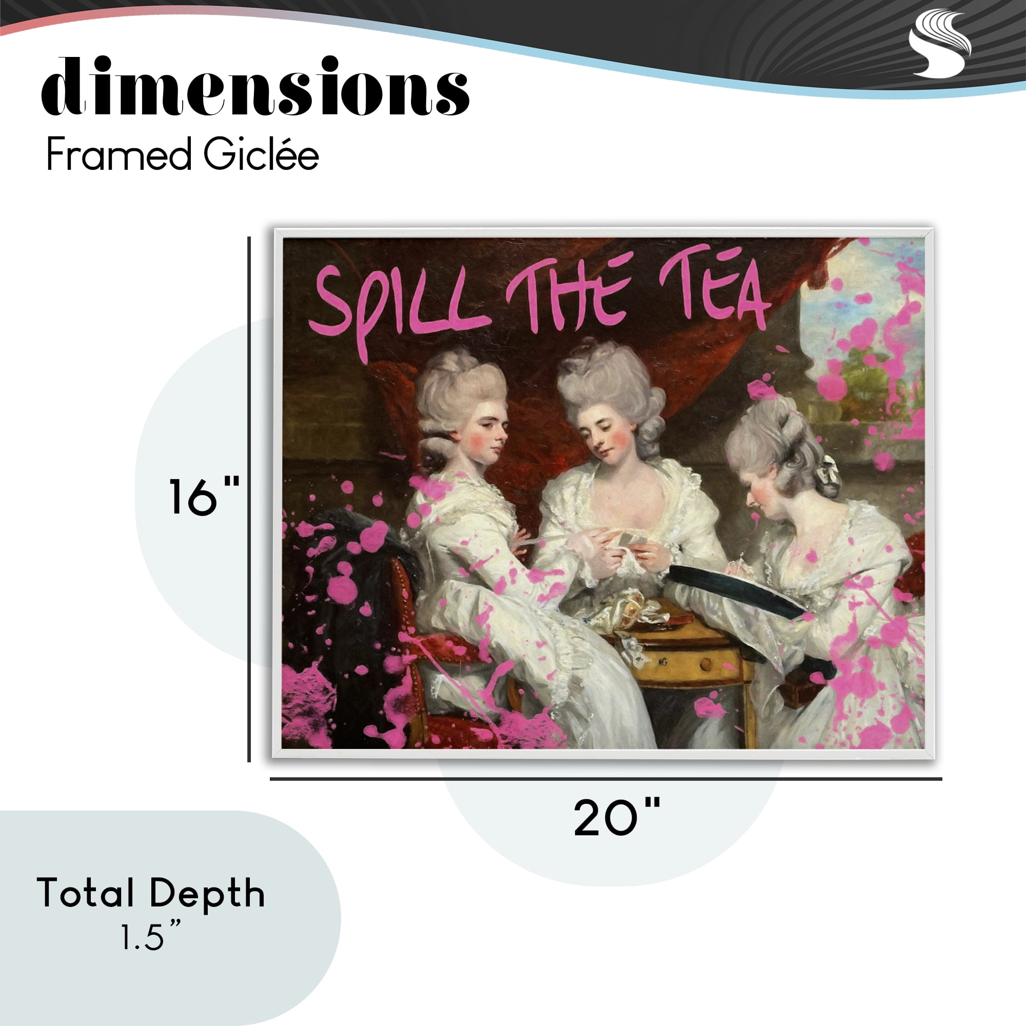 Stupell Industries Spill The Tea Iconic Ladies White Framed Giclee Art, design by Grotto Studios