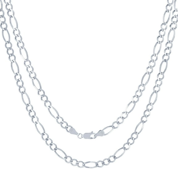 Nuragold 14k Real White Gold Solid Figaro Link 5.5mm Chain Necklace (18"-30") Italian Jewelry for Men