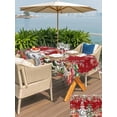 thumbnail image 4 of Outdoor Tablecloth with Umbrella Hole and Zipper, Red Christmas Gnomes Rectangle Table Cloth 52x70 Inch Waterproof Tablecloth, Xmas Tree Poinsettia Winter Gifts Picnic Table Cover for Patio Camping, 4 of 7