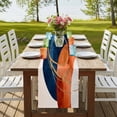 thumbnail image 3 of Navy Blue Burnt Orange Short Table Runner 36 Inches Long,Boho Art Modern Geometric Cotton Linen Table Runners Dresser Scarves,Fabric Tabletop Scarf Furniture Cover for Home Dinner Party Decor 13"x36", 3 of 8