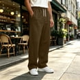 thumbnail image 4 of Wide Leg Sweatpants for Men Elastic Waist Drawstring Baggy Gym Pants Casual Fall Outfit Brown L, 4 of 7