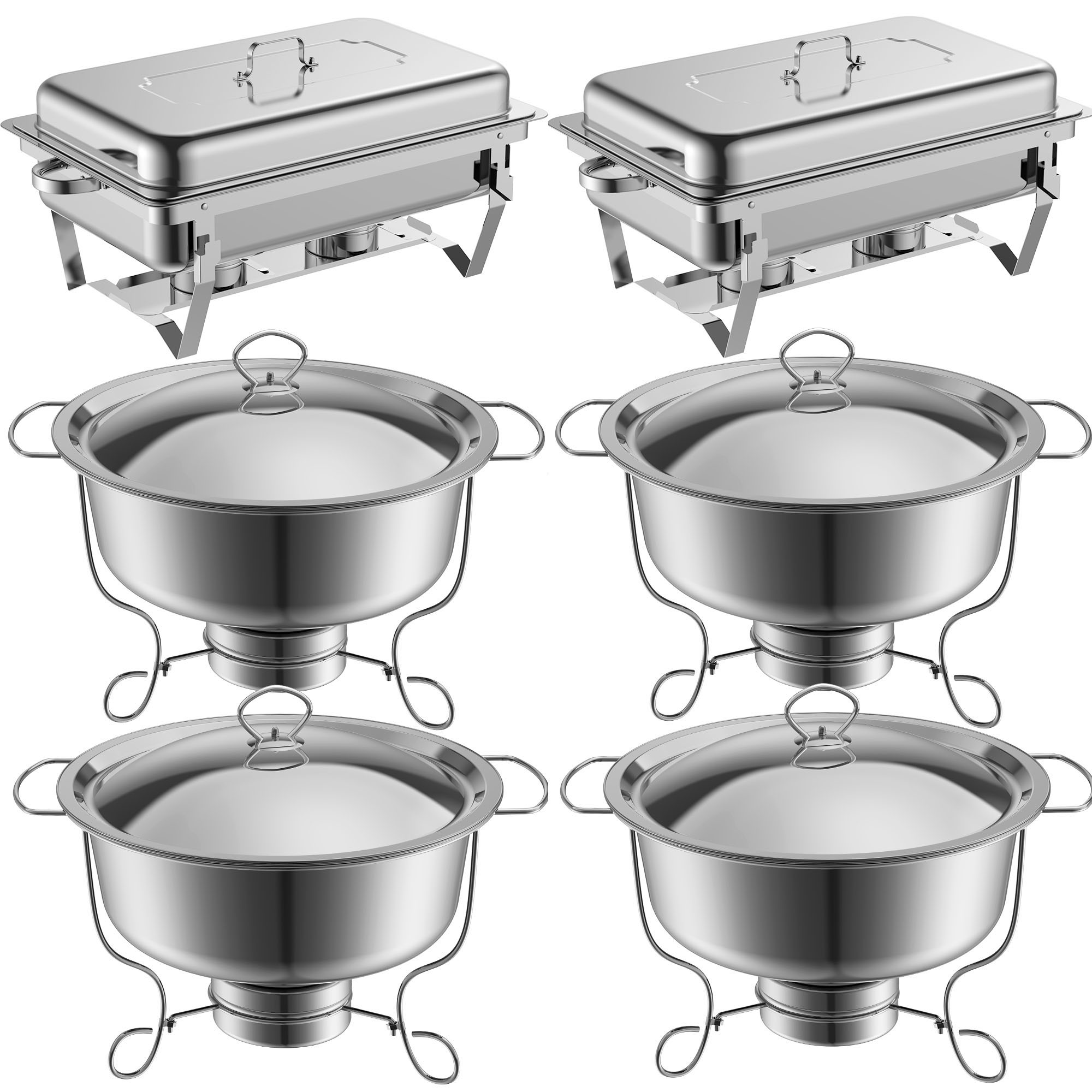Famistar 6 Pack Stainless Steel Chafing Dish Buffet Warmer Set for