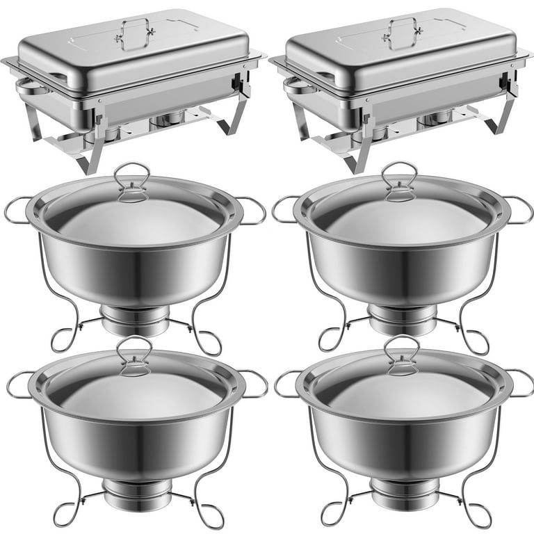 Famistar 6 Pack Chafing Dish Buffet Set With Cover - Stainless