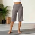 thumbnail image 6 of Women's Bermuda Long Shorts Knee Length High Rise Athletic Shorts Pull On Workout Walking Golf Running Summer Brown XL, 6 of 6