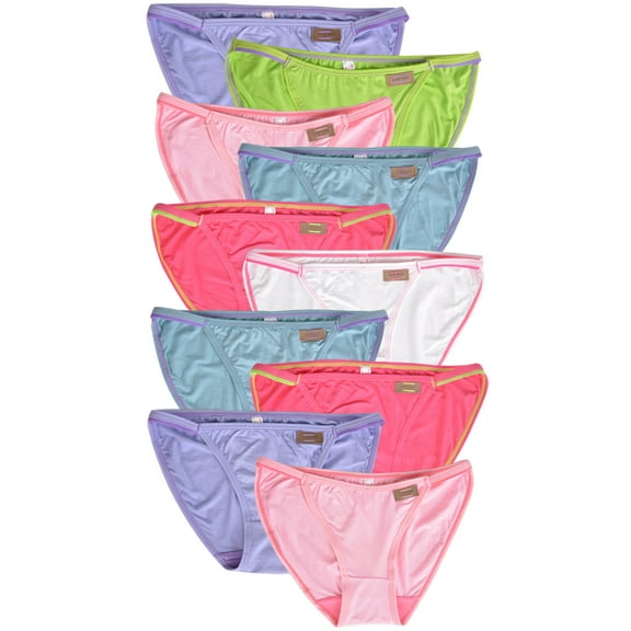 DINGLU 10 Pack Women's Bikini Panties Low Rise Viscose String Ladies Underwear Assorted Colors,Size 5